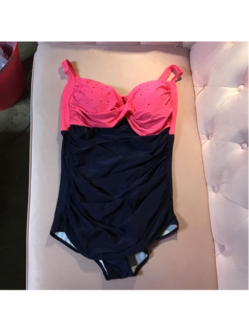 Haiwang Pink Navy One Piece Swimsuit Large